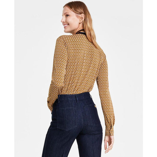 Women's Geo-Print Bow Blouse, Regular & Petite