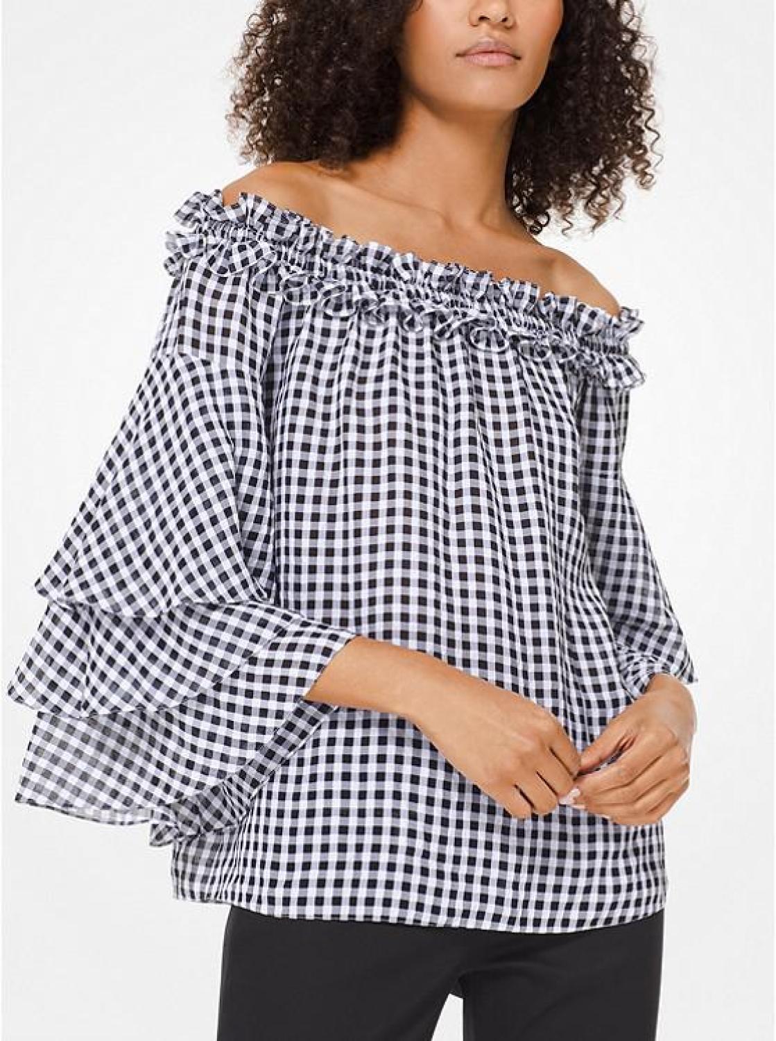 Gingham Off-The-Shoulder Top