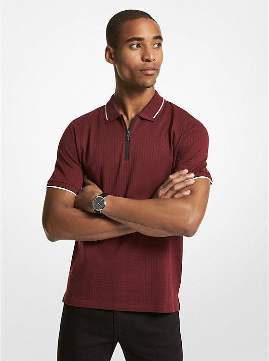 Waffle-Knit Cotton Polo Shirt