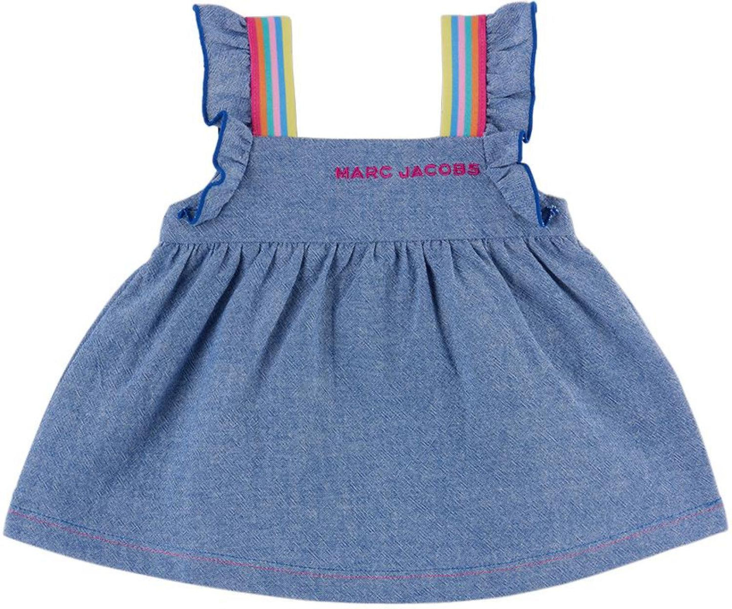 Baby Blue & White Dress & Leggings Set