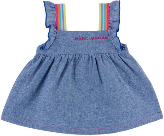 Baby Blue & White Dress & Leggings Set