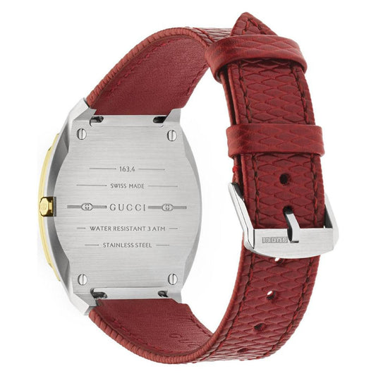 Women's Swiss 25H Red Leather Strap Watch 34mm