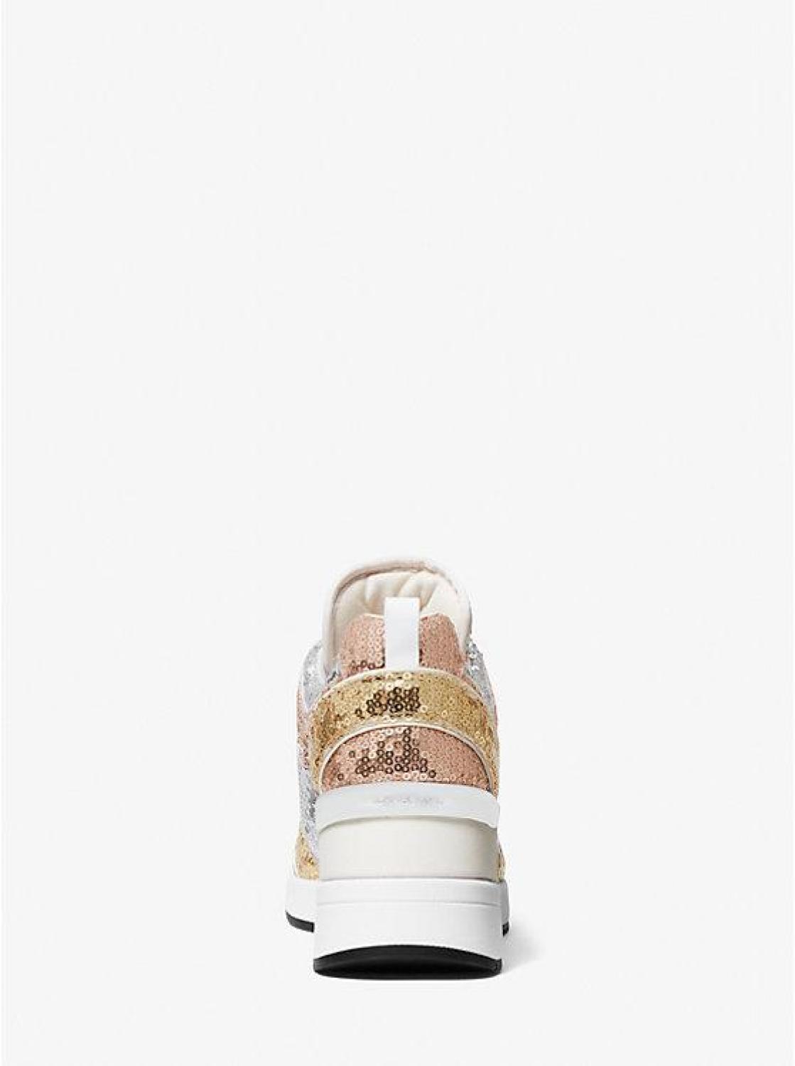 Georgie Color-Block Sequined Canvas Trainer