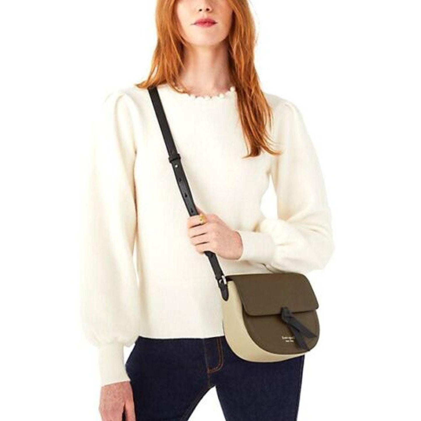 Kate Spade Women's Knott Saddle Peled Leather crossbody Bag