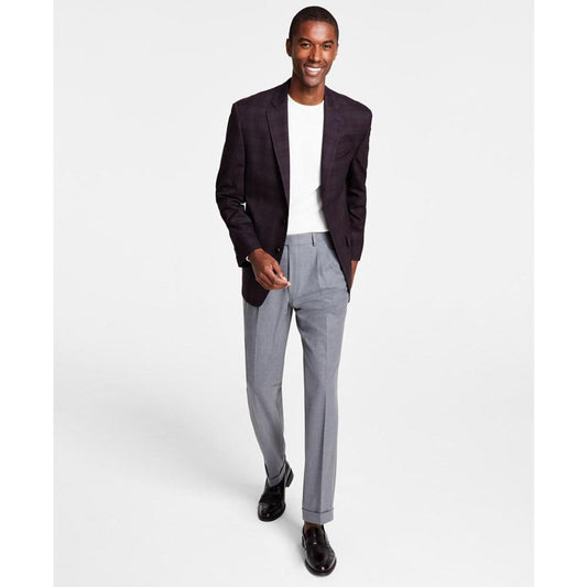 Men's Classic Fit Notch Lapel Plaid Sport Coat