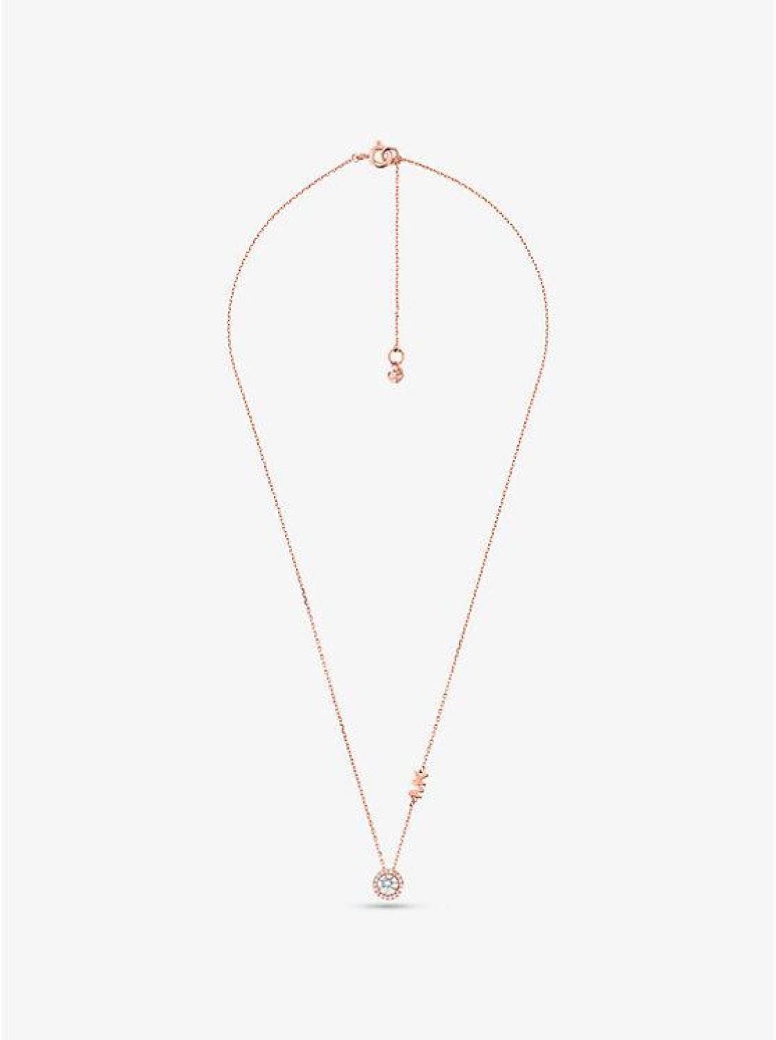 Precious Metal-Plated Sterling Silver Pavé Halo Necklace
