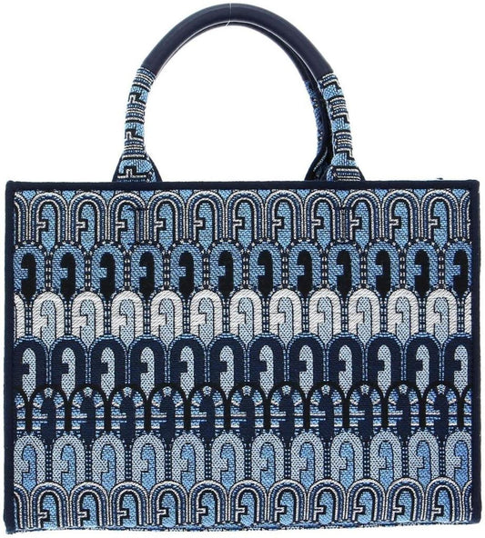 Furla Opportunity Bag In Blue Logoed Fabric Blue