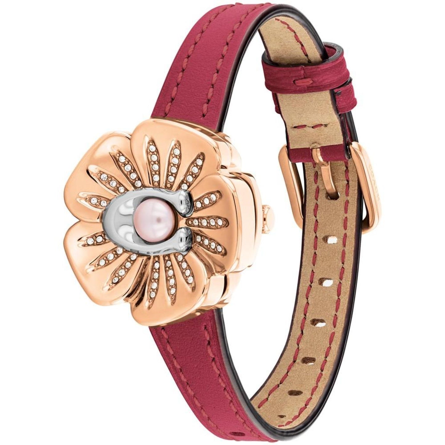 Women's Tea Rose Rouge Leather Strap Watch, 29mm