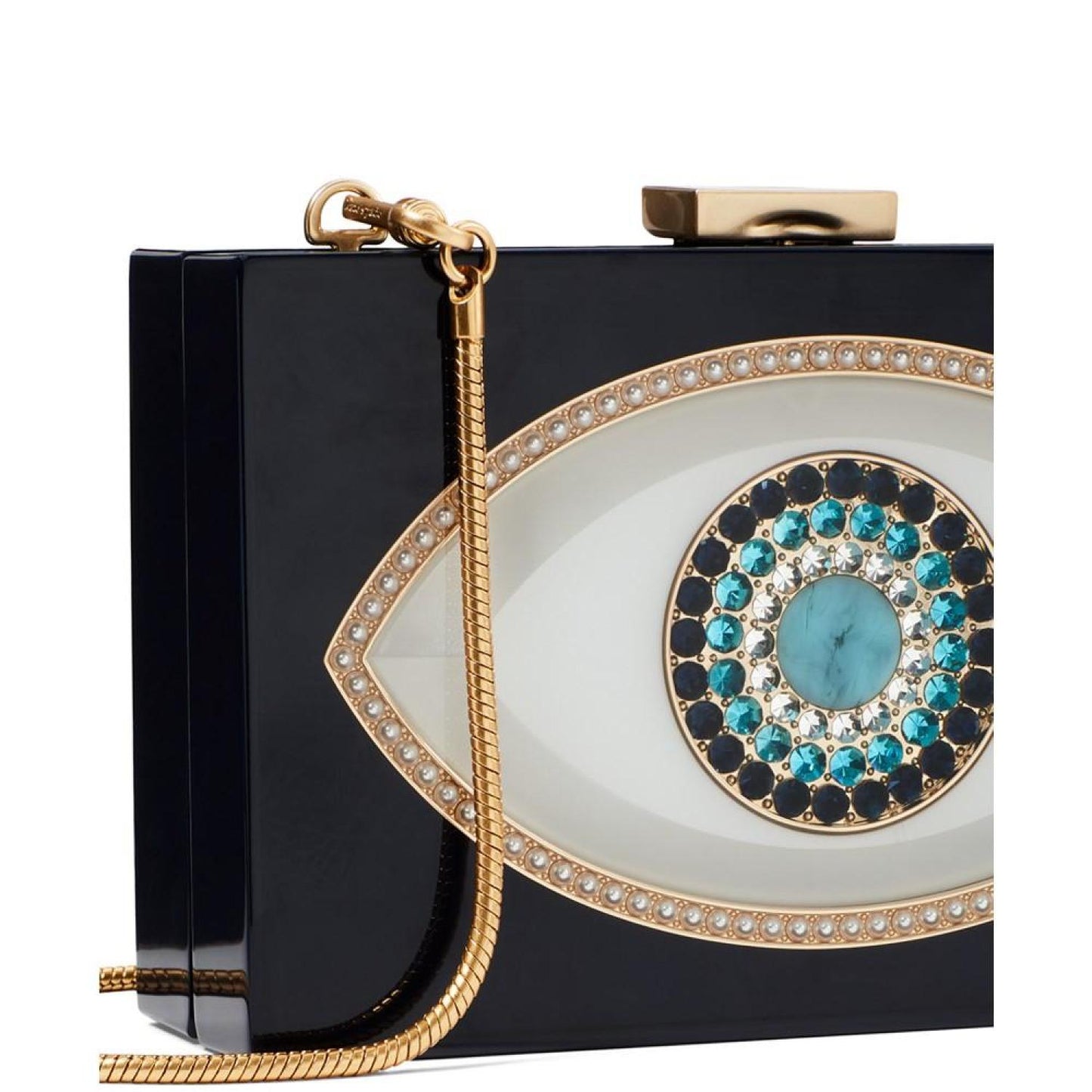 Evil Eye Jeweled Resin Small Frame Clutch