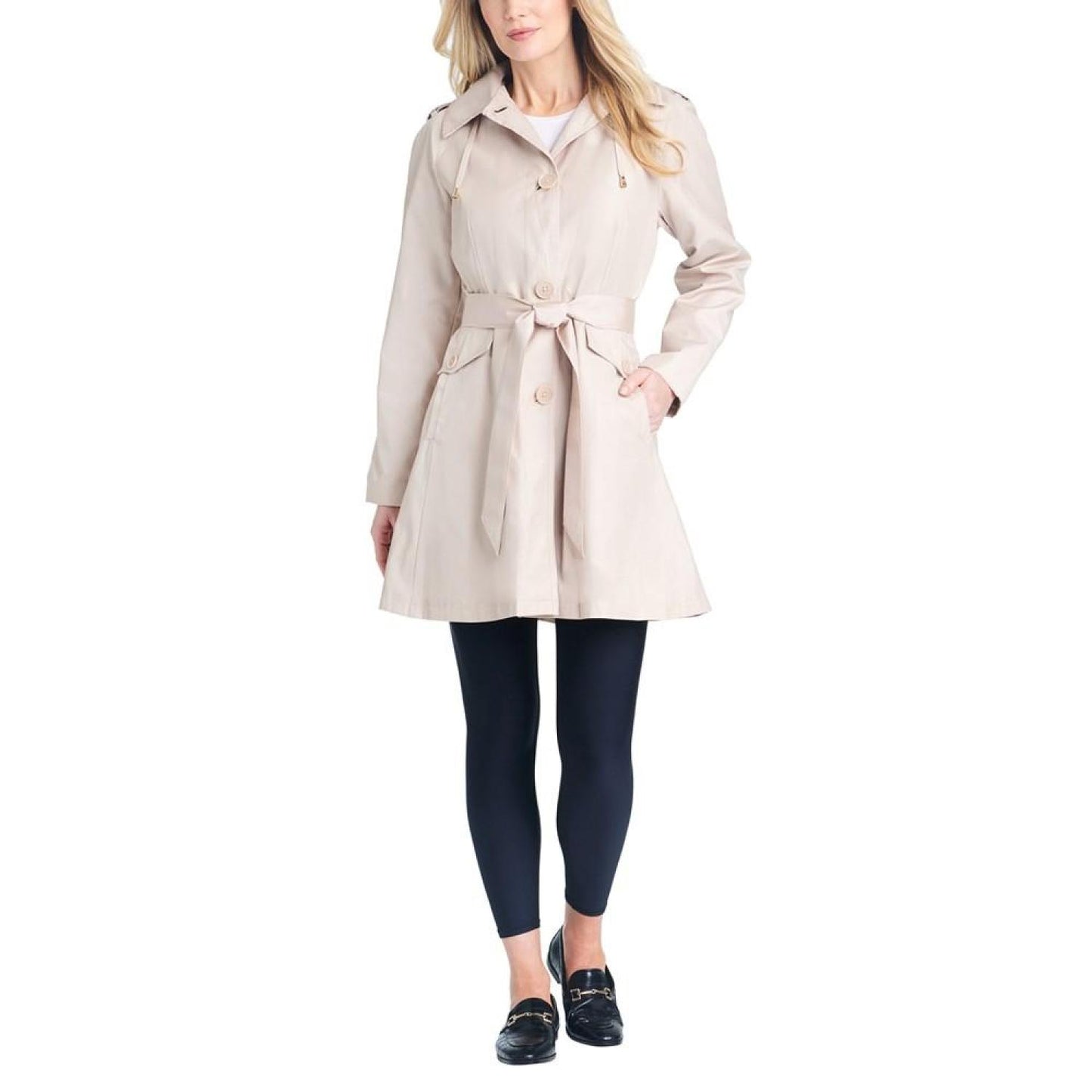 Women's Single-Breasted Raglan-Sleeve Trench Coat