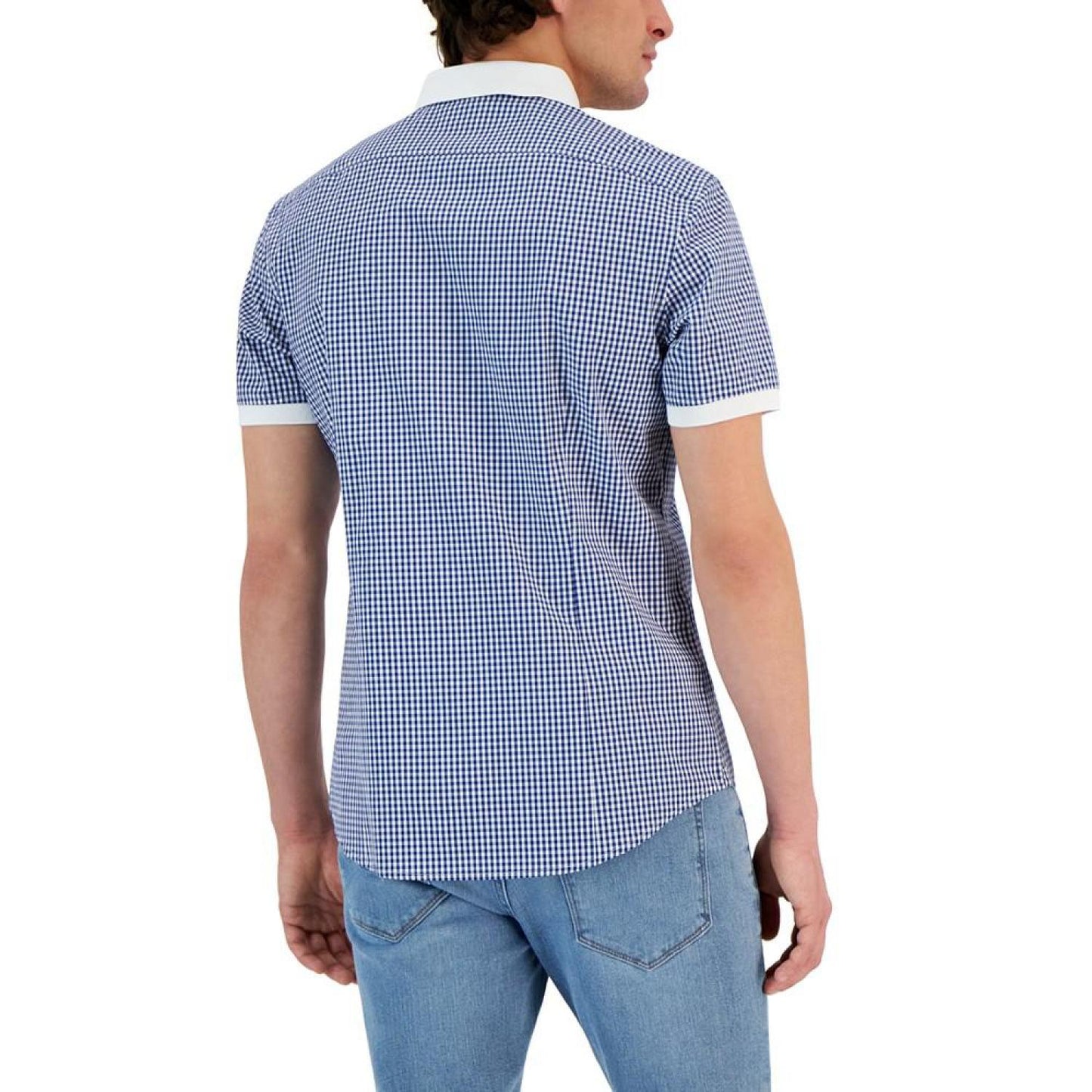 Men's Slim-Fit Short-Sleeve Gingham Shirt