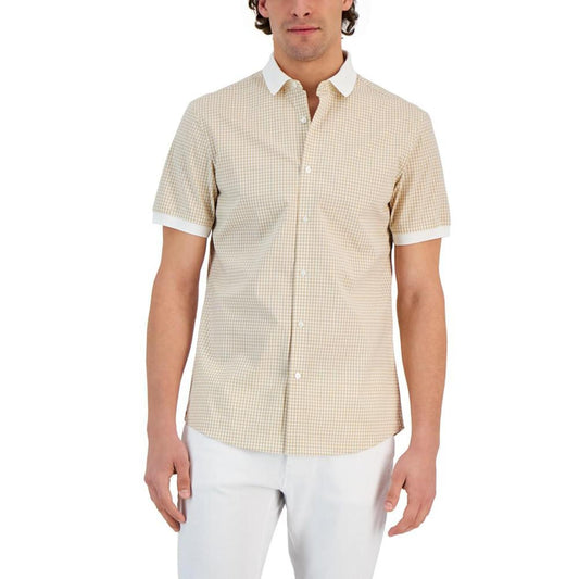 Men's Slim-Fit Short-Sleeve Gingham Shirt