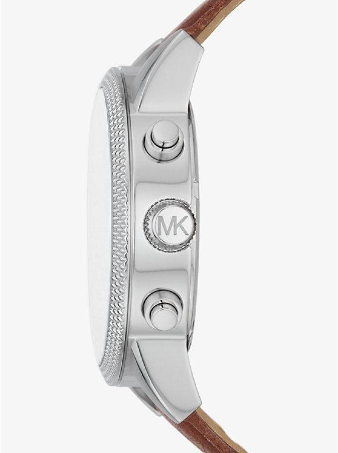 Oversized Hutton Silver-Tone and Leather Watch