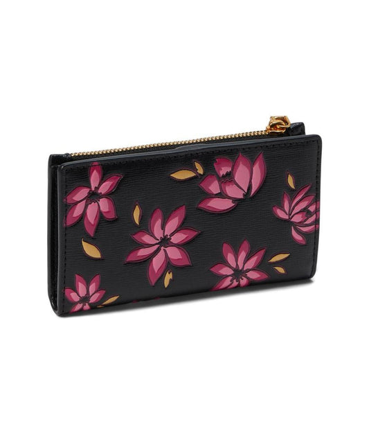 Morgan Winter Blooms Embossed Saffiano Leather Small Slim Bifold Wallet