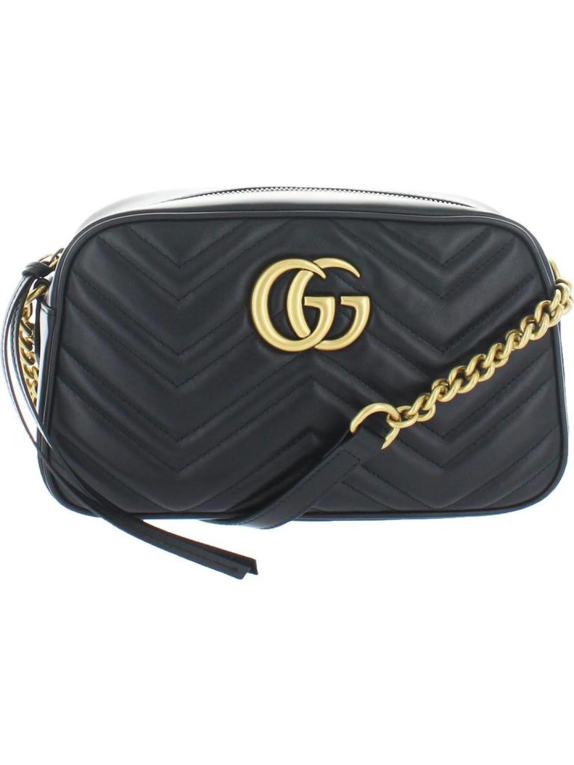GG Marmont Womens Leather Chevron Shoulder Handbag