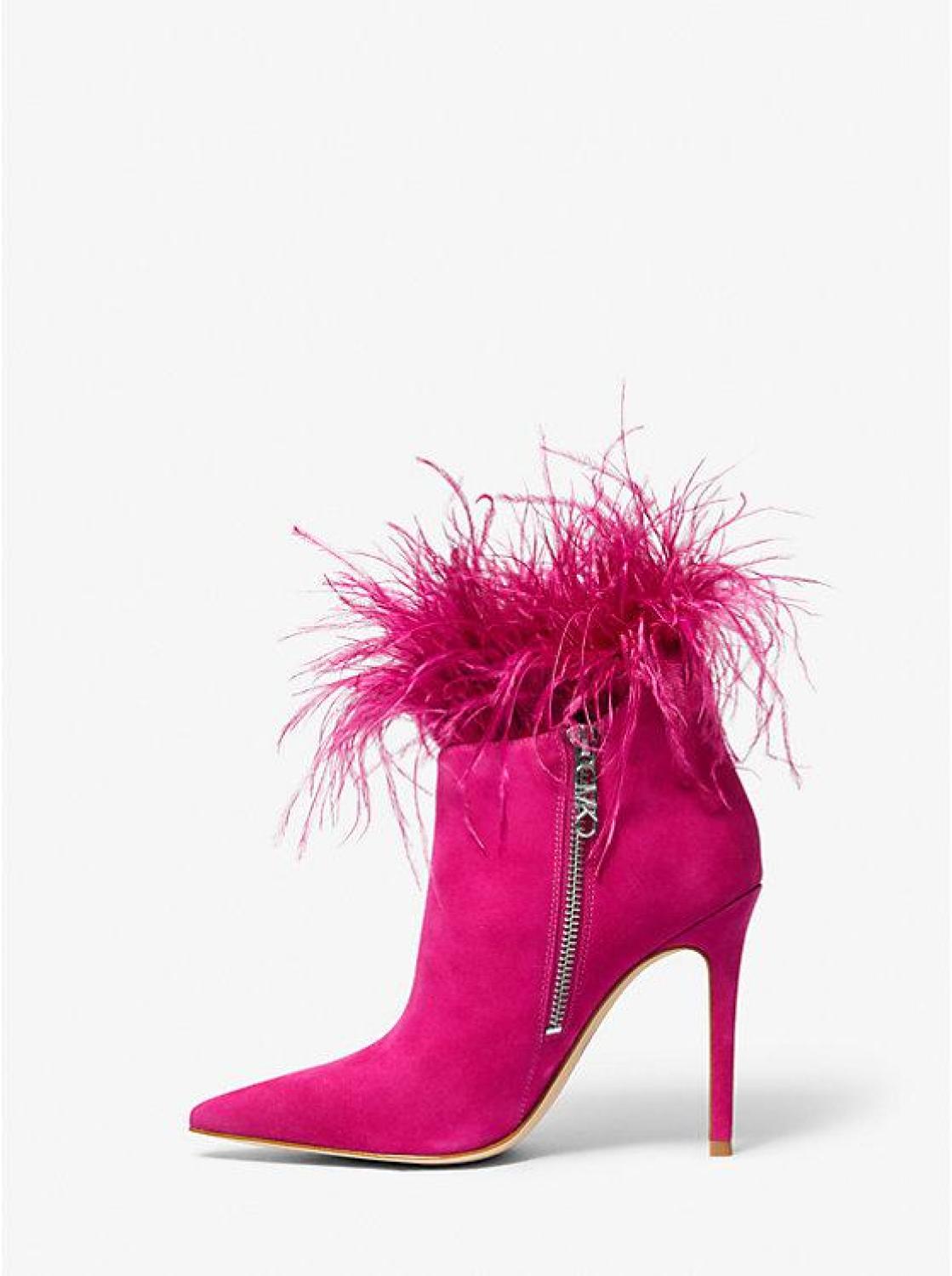 Whitby Feather Trim Suede Ankle Boot