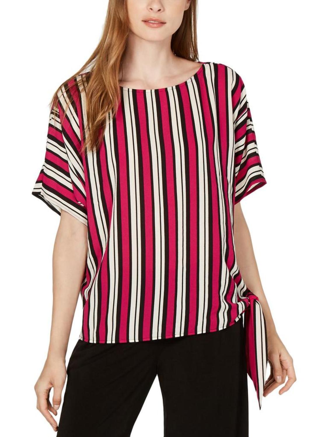 Womens Striped Wide Neck Top