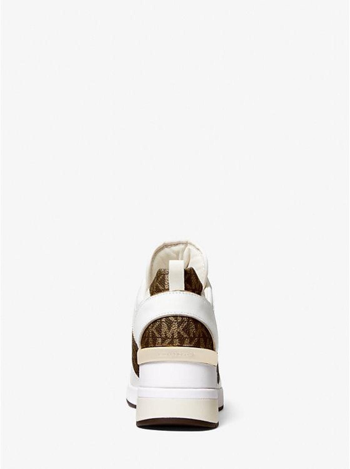 Georgie Metallic Logo and Leather Trainer
