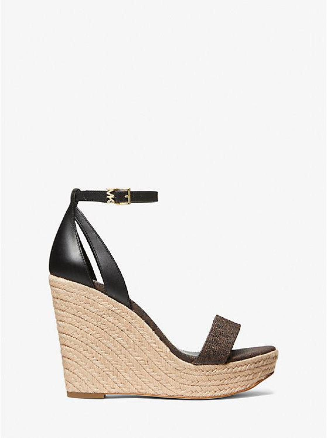 Kimberly Logo and Leather Wedge Sandal