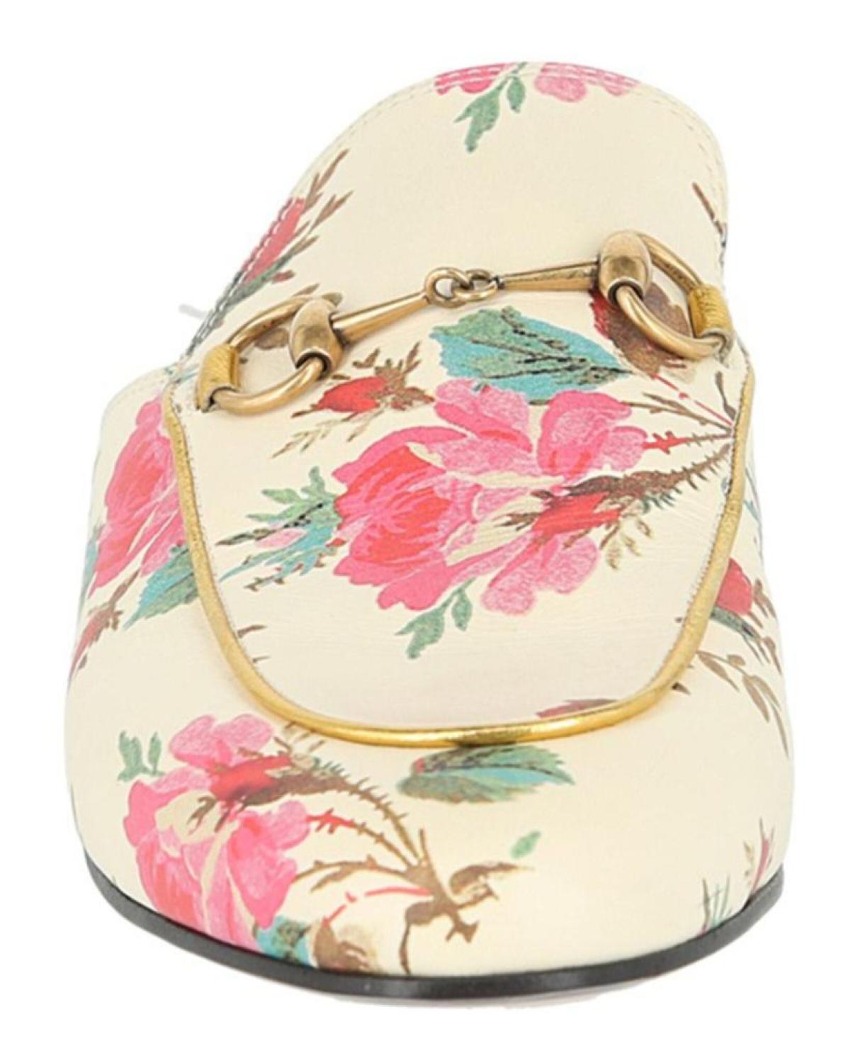 Princetown Floral Leather Slippers