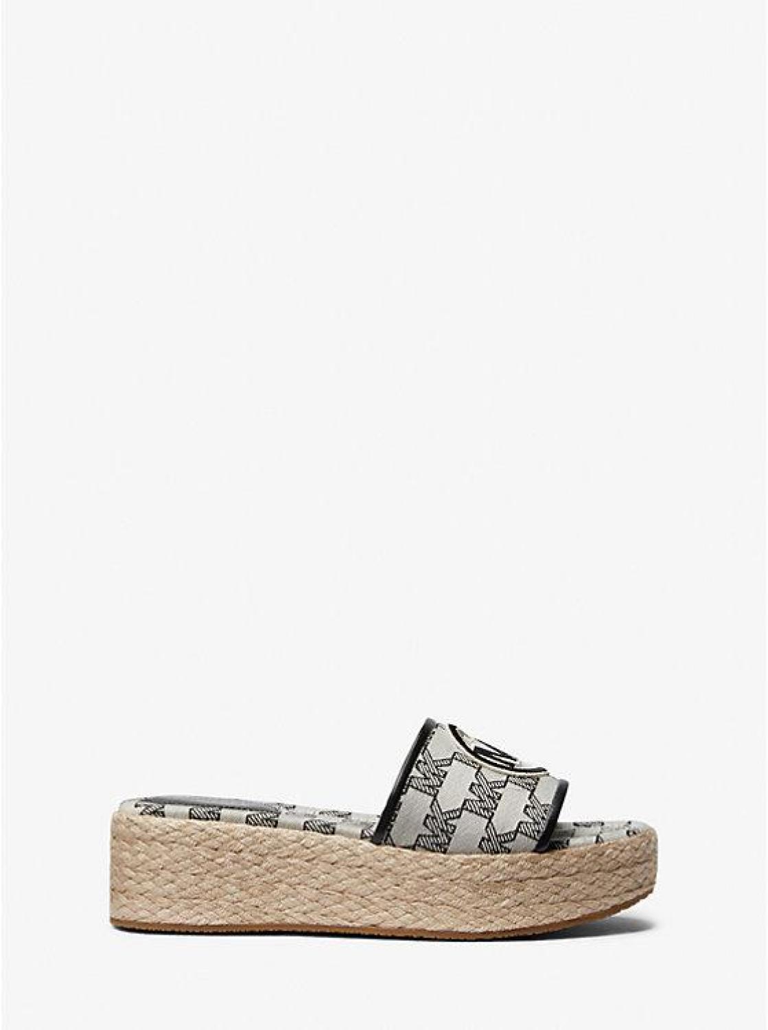 Sadler Logo Jacquard and Jute Wedge Sandal