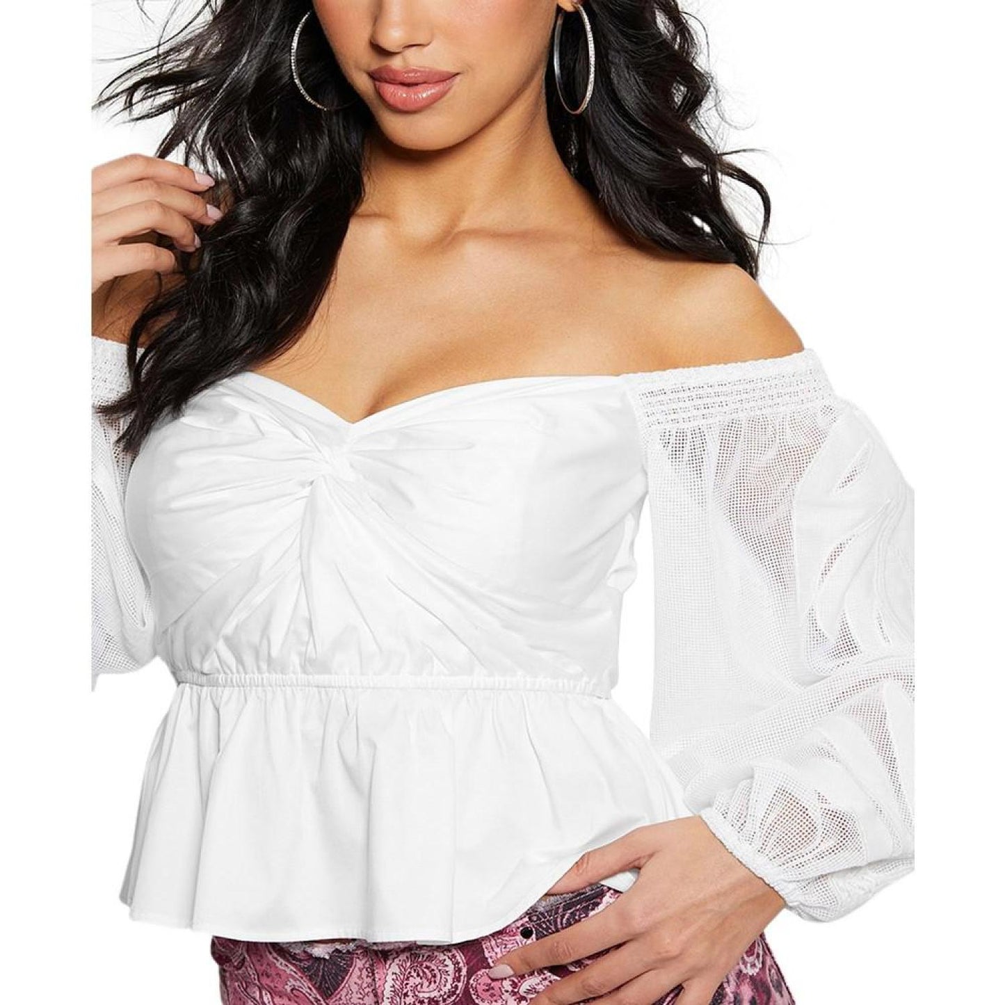 Women's Emma Twist-Front Off-The-Shoulder Peplum Top