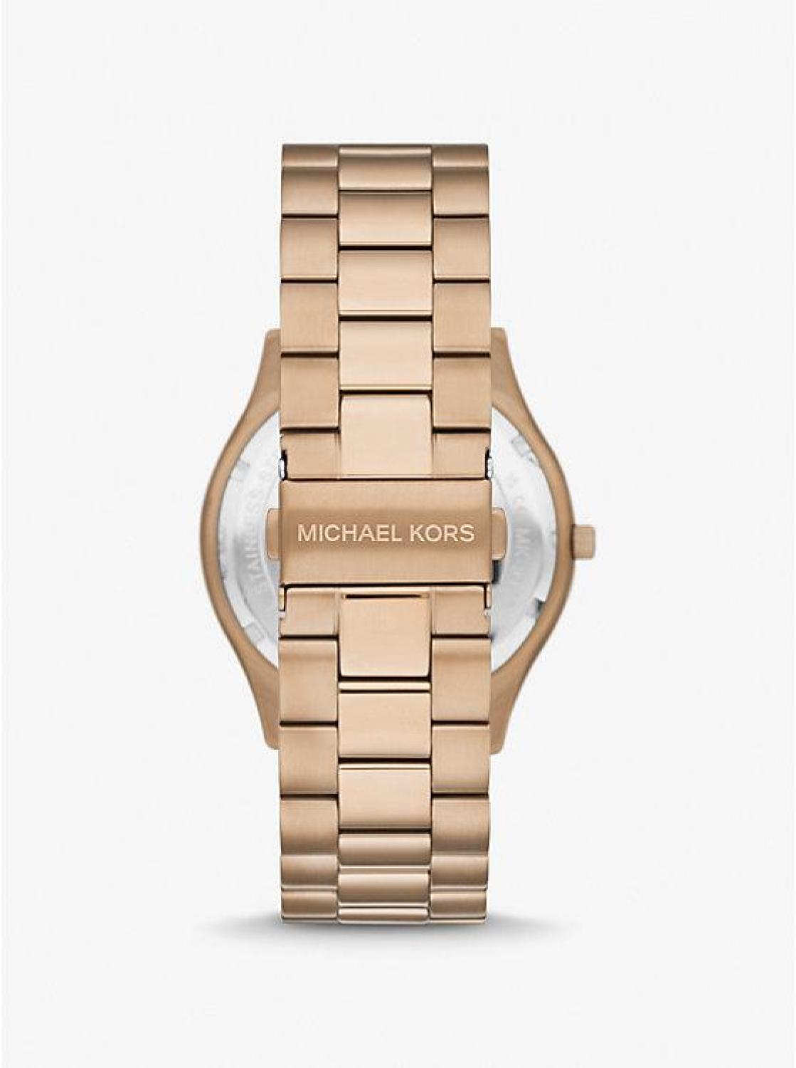 Oversized Slim Runway Beige Gold-Tone Watch