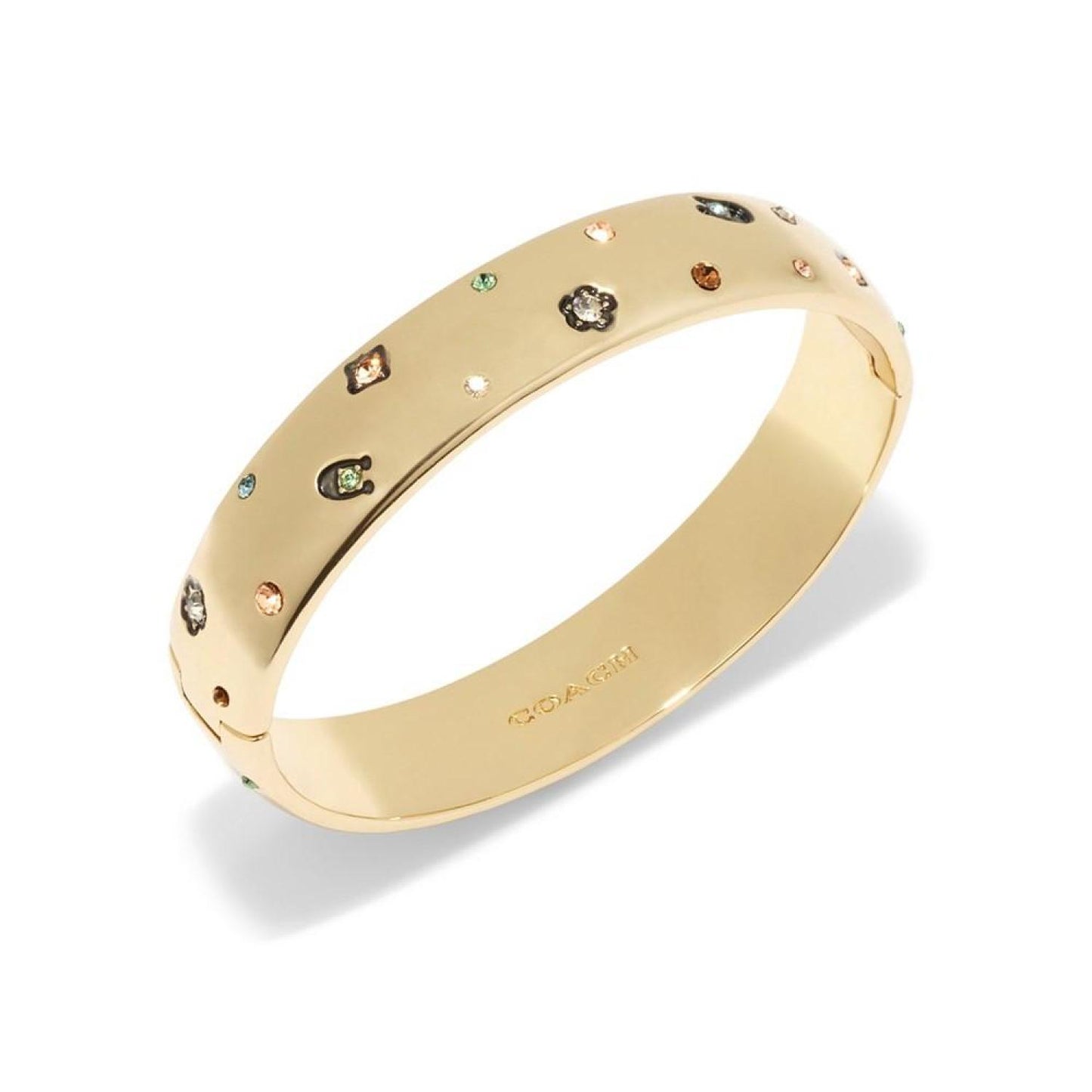 Faux Stone Signature Sculpted C Gem Bangle Bracelet