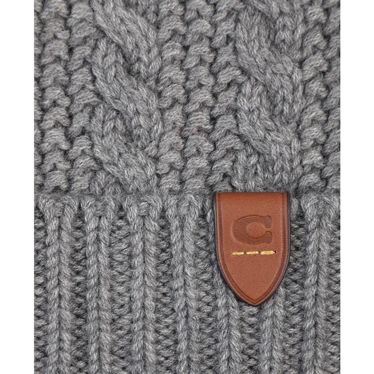 Men's Cable-Cuff Logo Patch Beanie