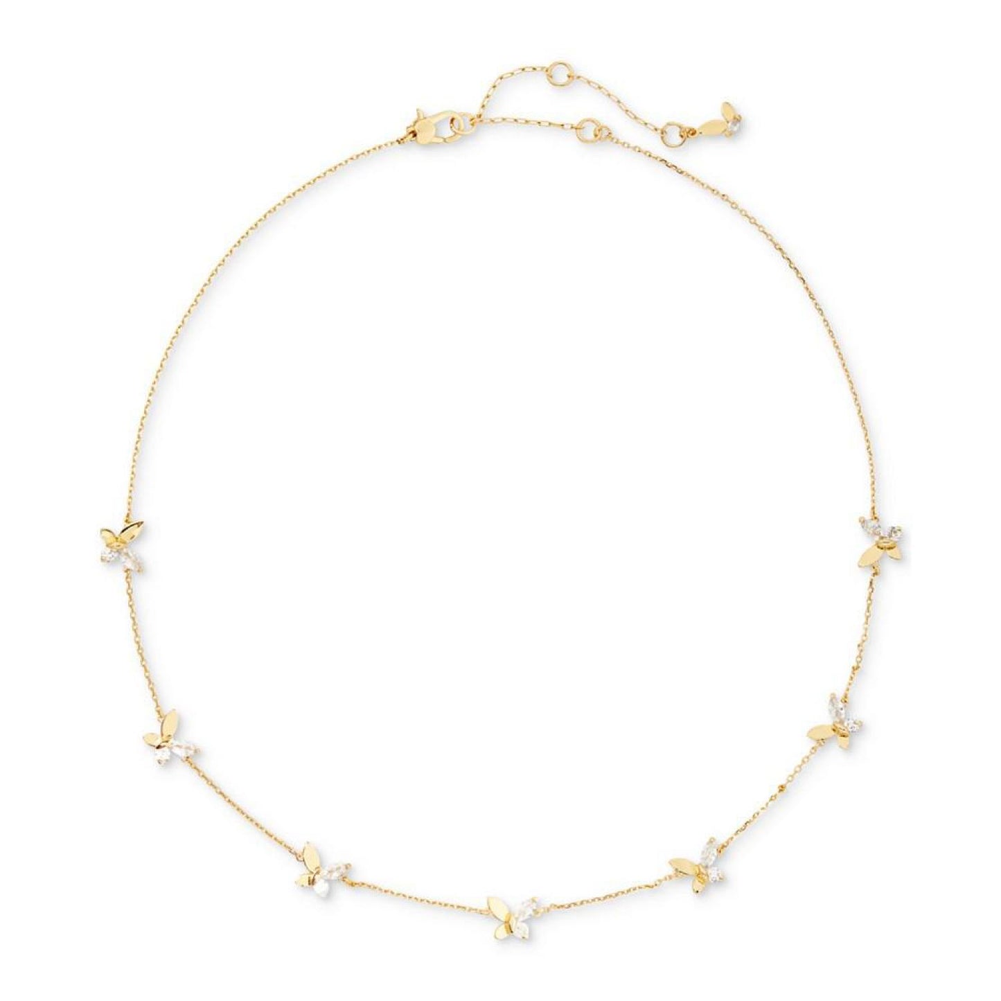 Gold-Tone Crystal Social Butterfly Station Necklace, 17" + 3" extender