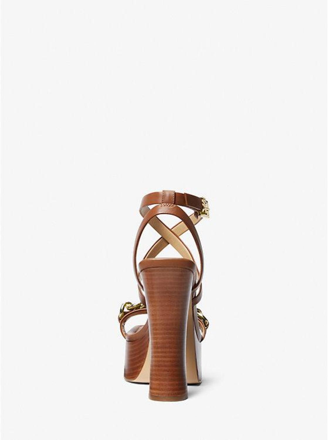 Paola Chain Embellished Leather Platform Sandal