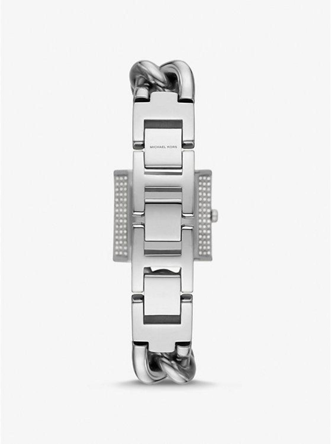 Mini Lock Pavé Silver-Tone Chain Watch