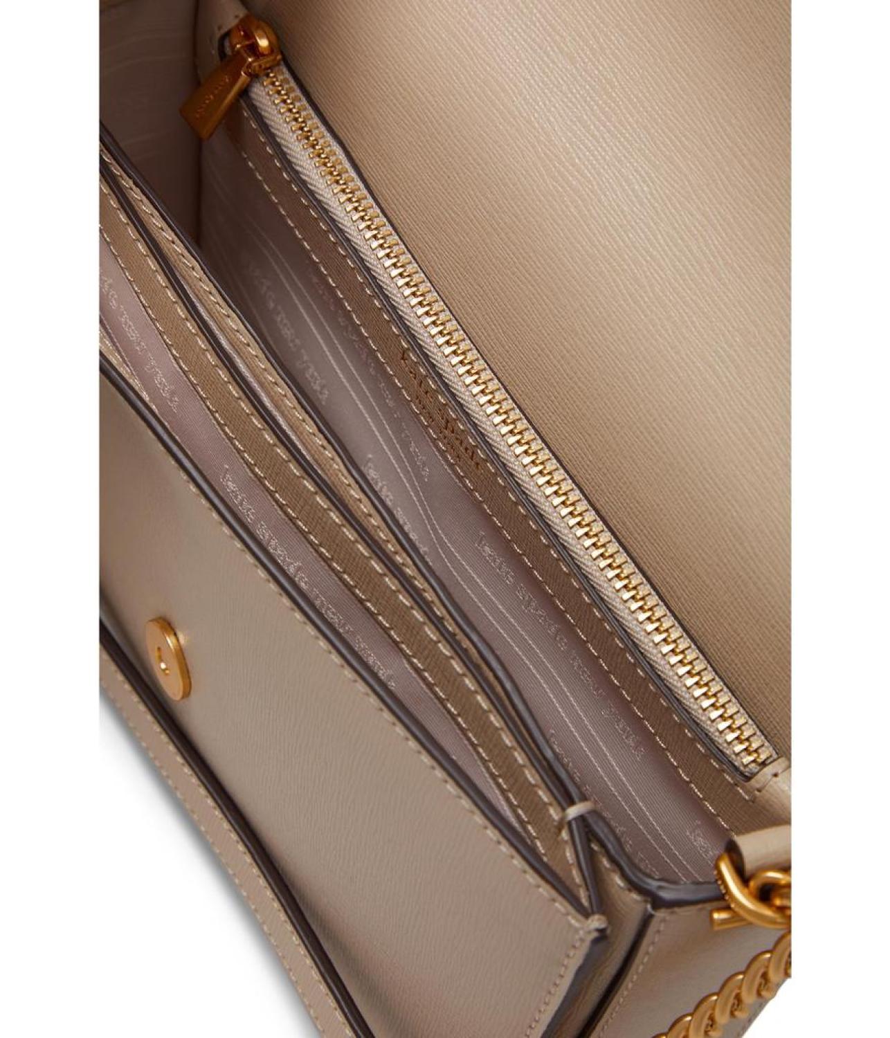 Morgan Color-Blocked Saffiano Leather Flap Chain Wallet