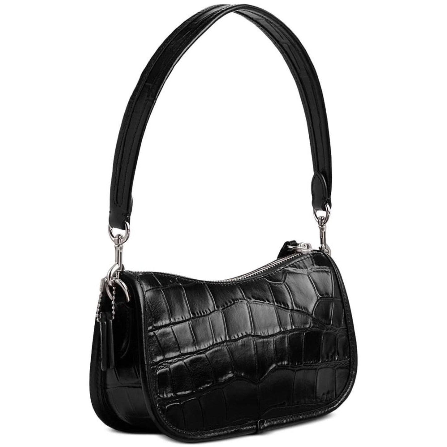 Embossed Croc Leather Swinger 20 Shoulder Bag