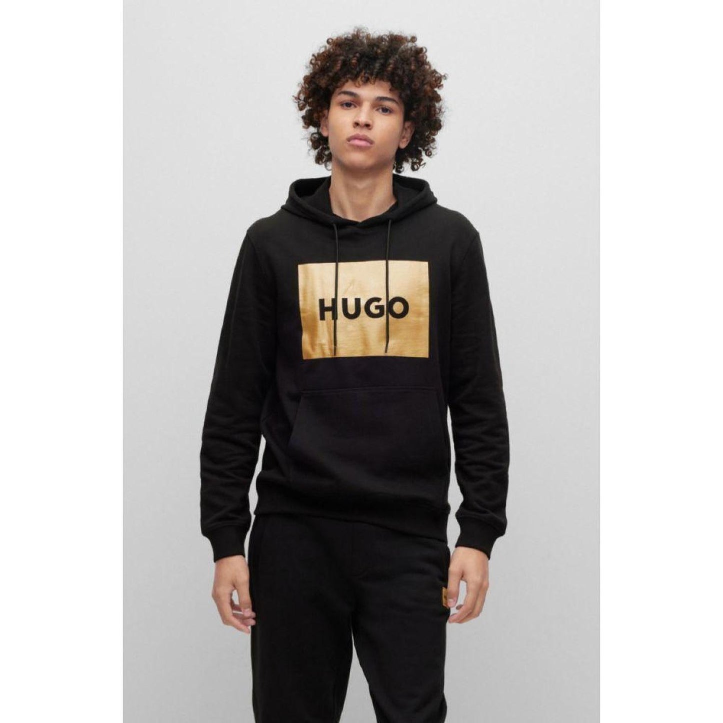 Cotton-terry hoodie with foil-print logo