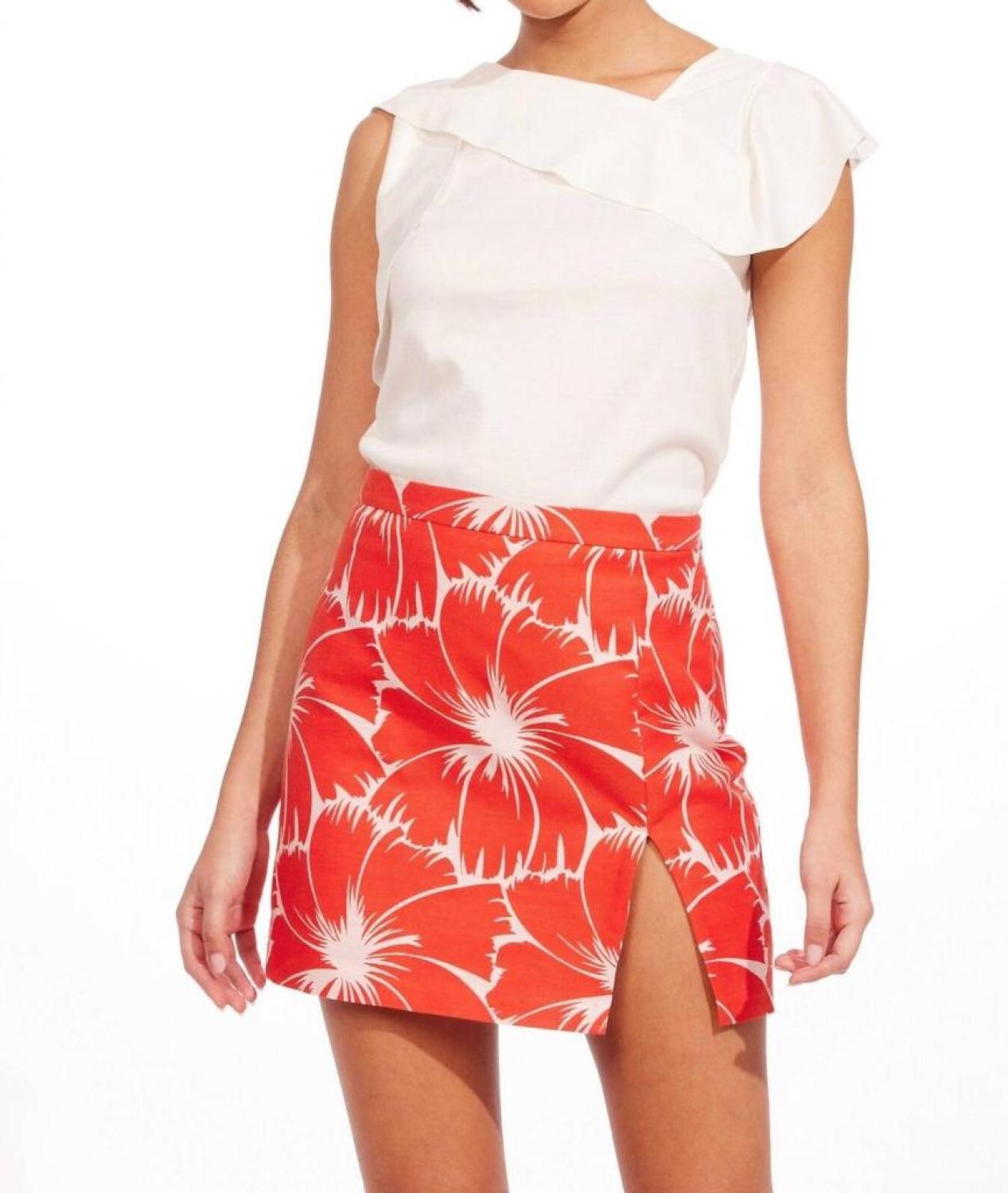 Illy Mini Skirt in Scarlet Bloom