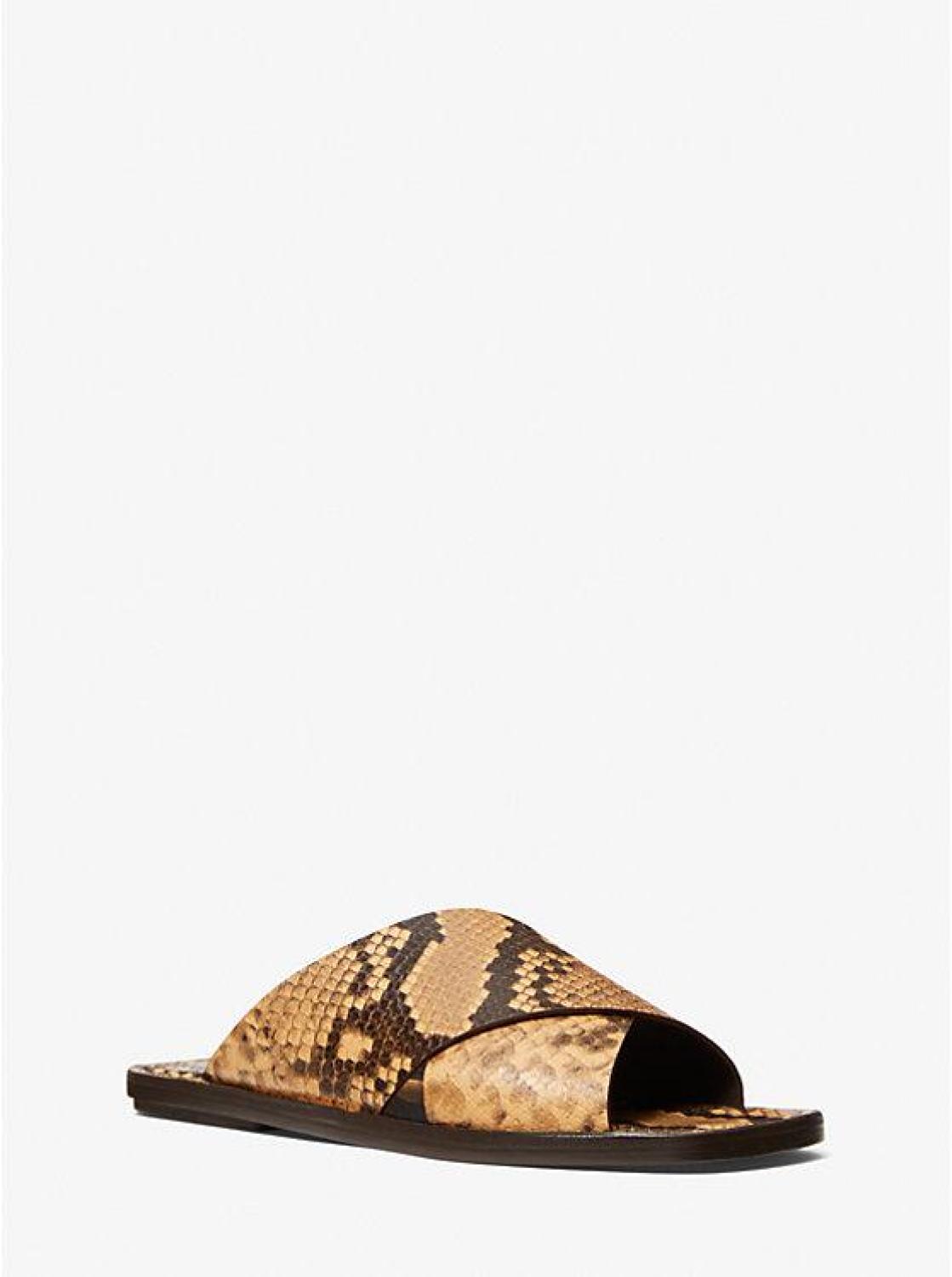 Ruth Python Embossed Leather Slide Sandal
