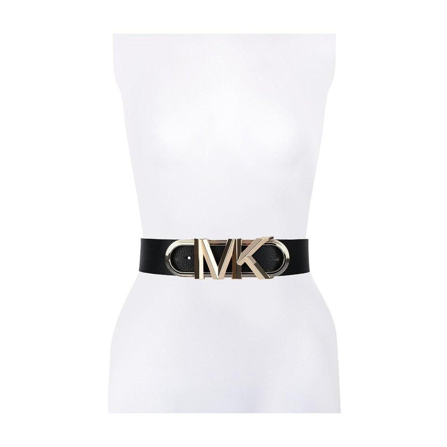 Women's Leather Waist Belt with Logo Buckle