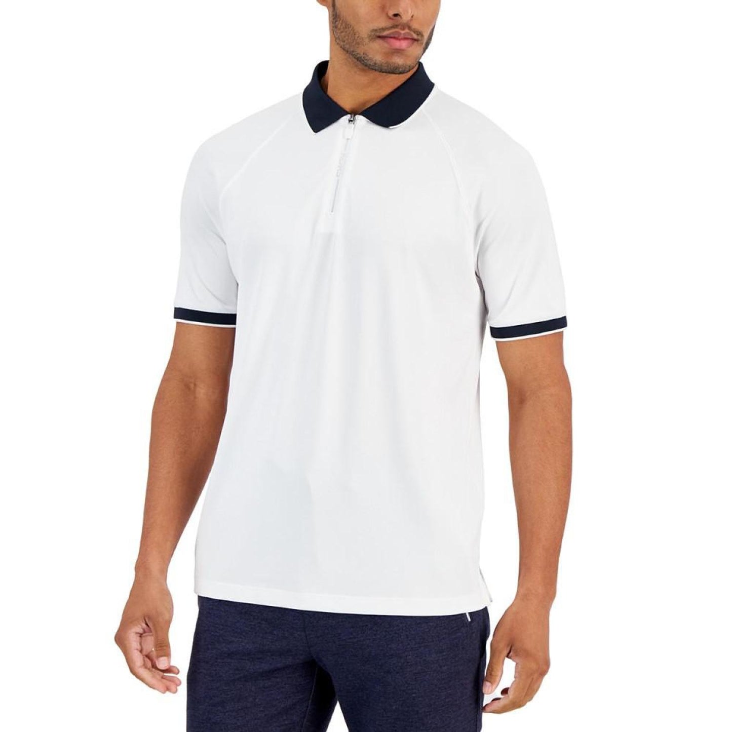 Men's Athletic-Fit Wrinkle-Resistant Performance Stretch 1/4-Zip Polo Shirt