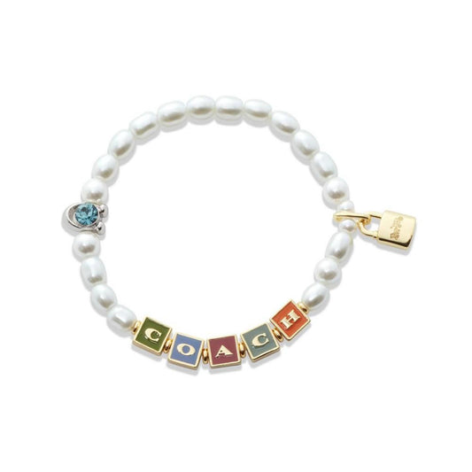 Signature Block Imitation Pearl Bracelet