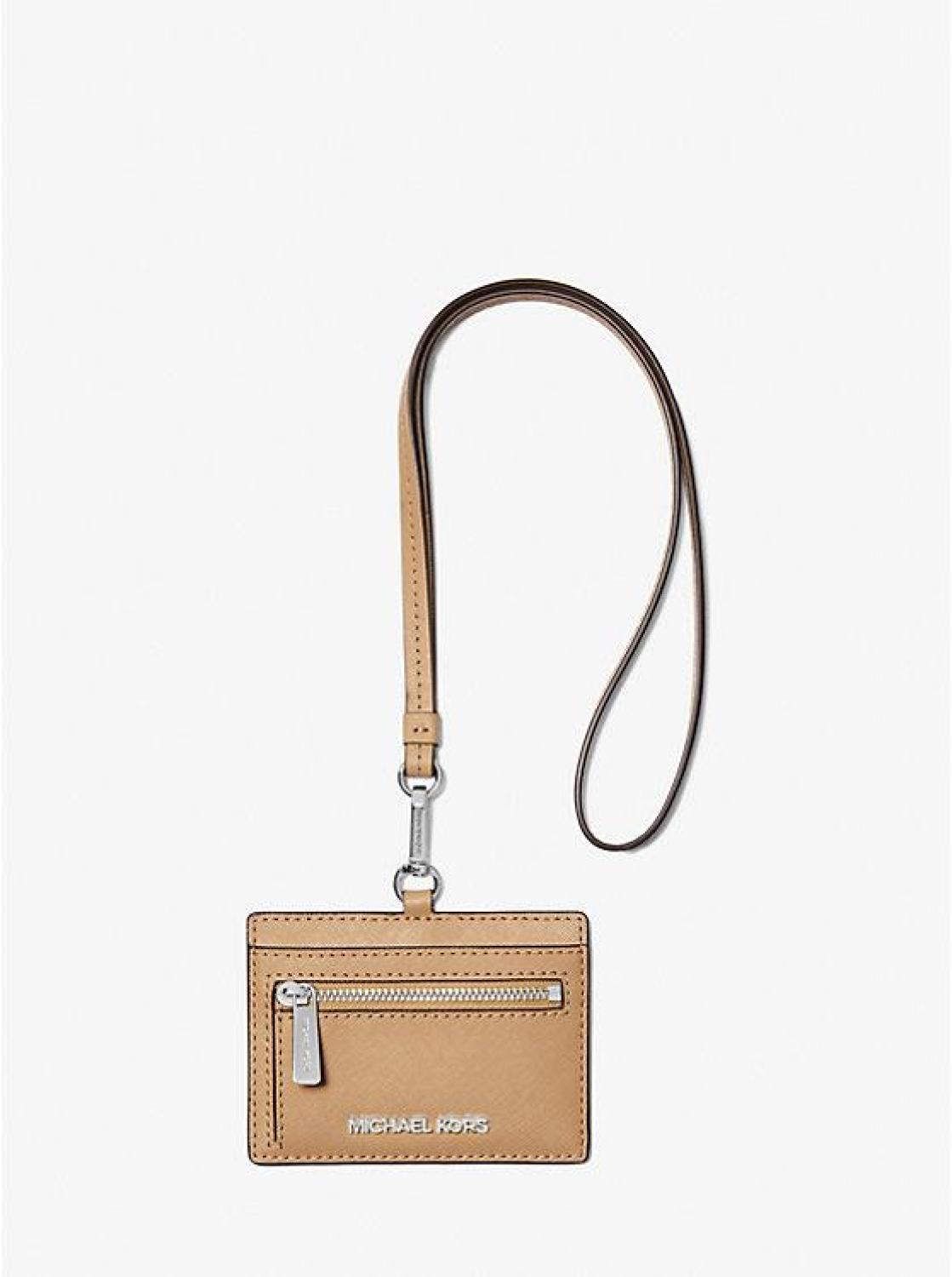Jet Set Travel Saffiano Leather Card Case Lanyard