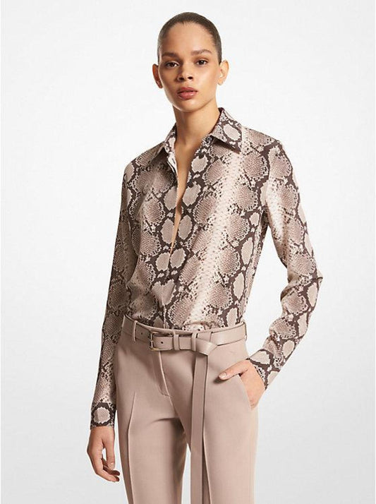 Hansen Python Organic Silk Crepe De Chine Shirt