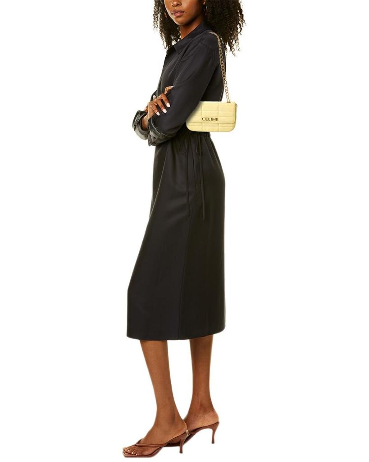 CELINE Monochrome Quilted Leather Shoulder Bag