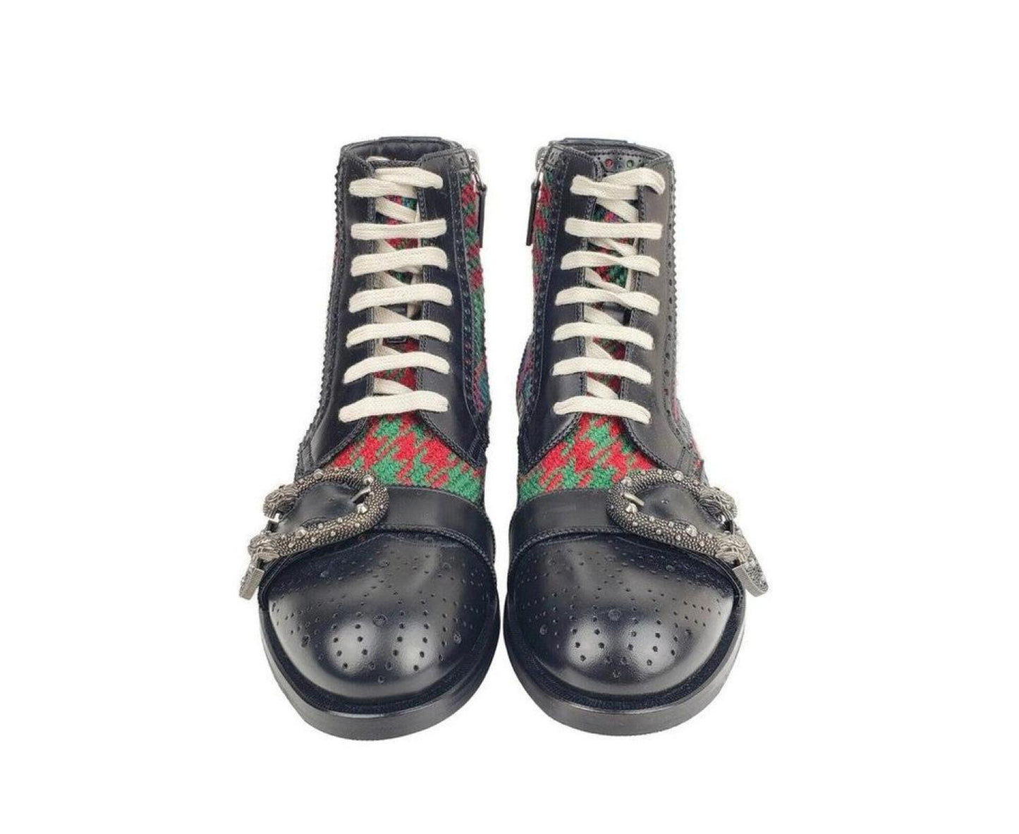 Gucci Men's Leather Checke Wool Boots (EU / US)