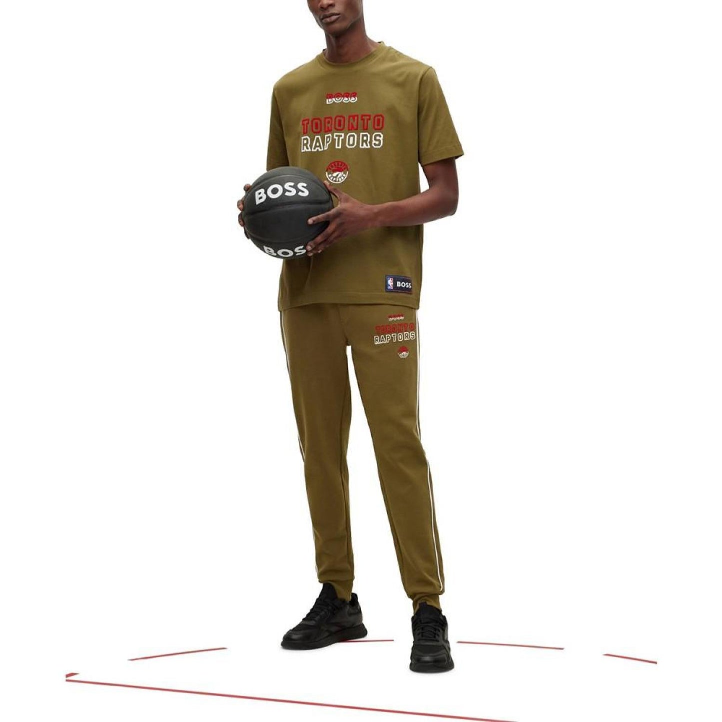 Men's Boss NBA Flock-Print Logo Tracksuit Bottoms