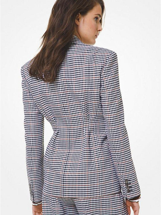 Dogtooth Windowpane Wool and Cotton Blazer