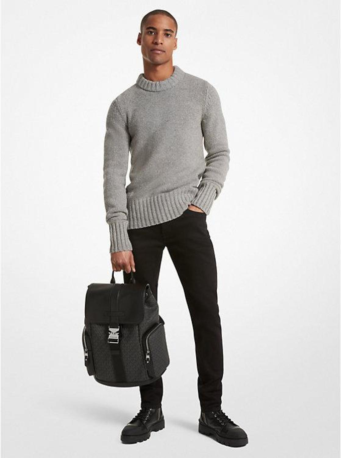 Hudson Signature Logo and Leather Cargo Backpack