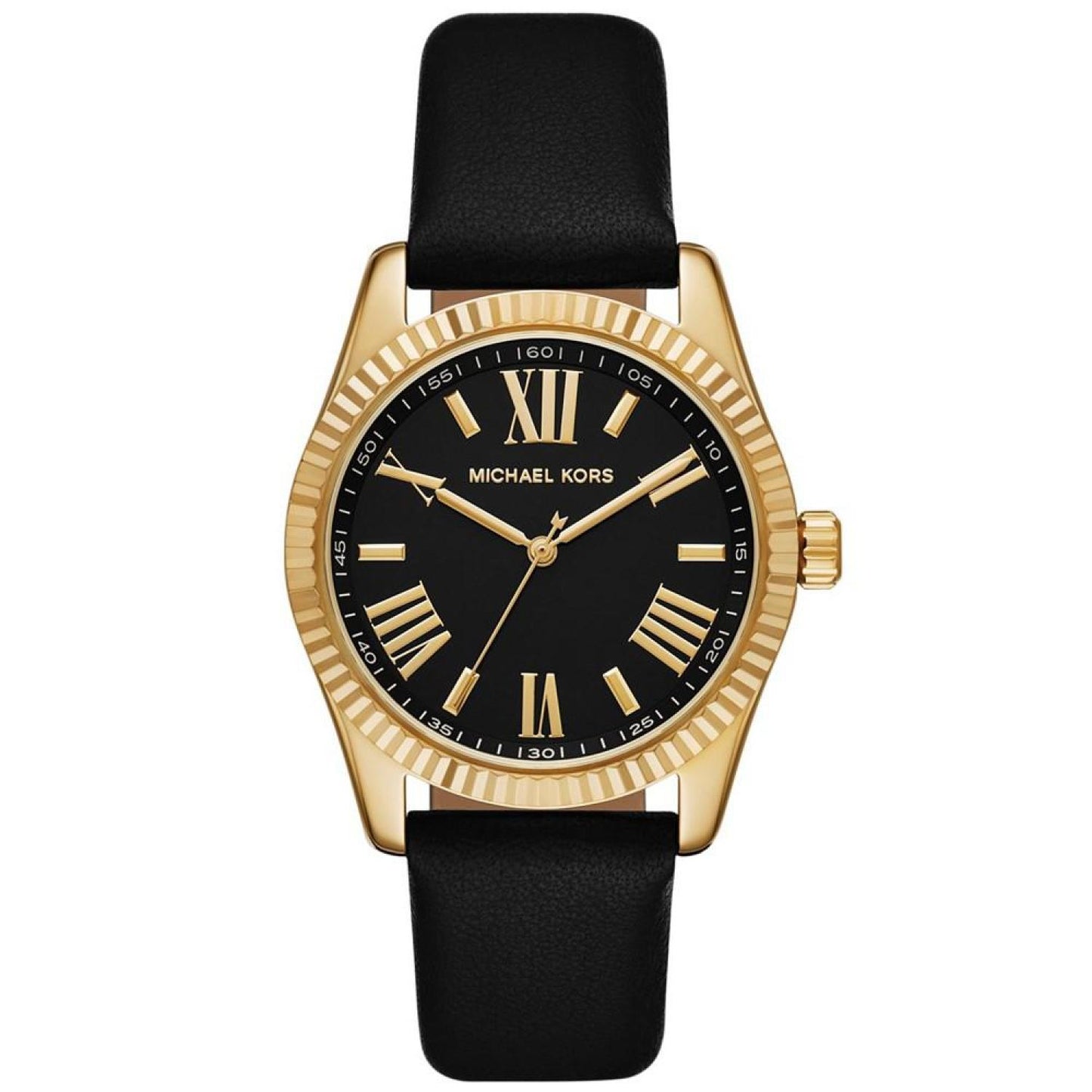 Women's Lexington Three-Hand Black Leather Watch 38mm