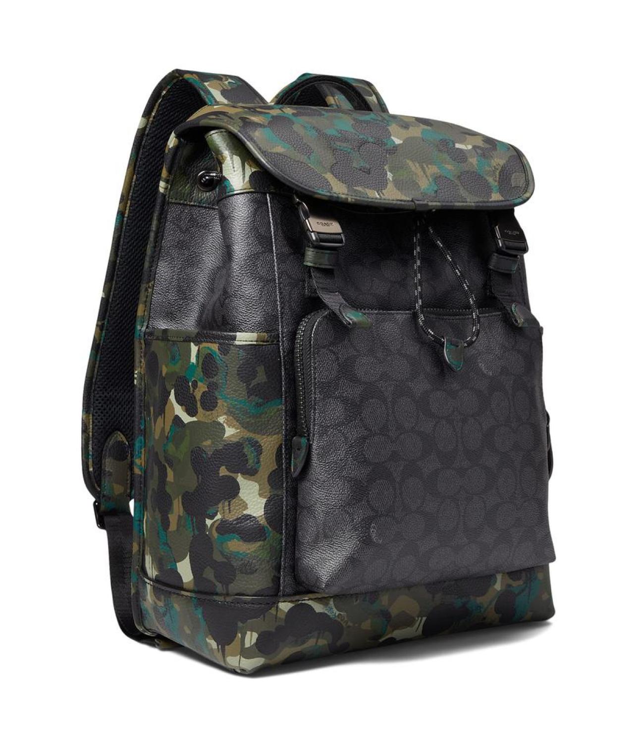 coach backpack mens camo League Flap Backpack in Signature with Camo Print Leather