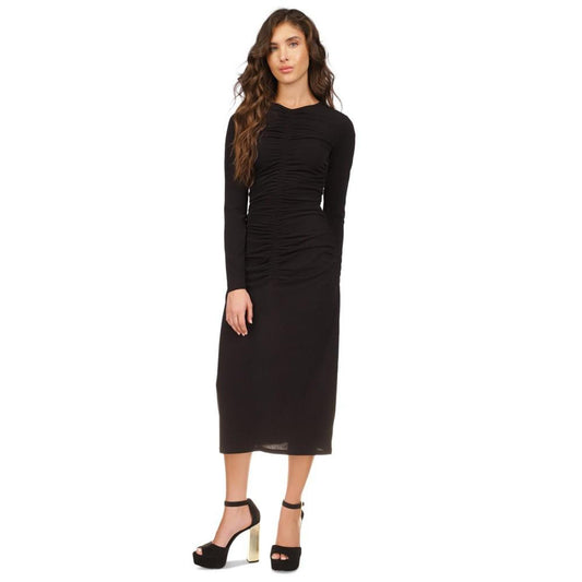 Women's Solid-Color Ruched Midi Dress